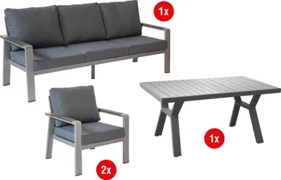 Produktbild von Gartenmöbelset Lissabon 4-teilig - Farbe: graualuminium