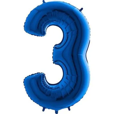 Obrázek produktu pro Fóliový balónek číslice 3 - modrý - blue - 102cm