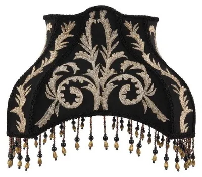 Obrázok produktu pre Baroková kolekcia. Kvalitné tienidlo na lampu, 30 cm, vyrobené z látky. Rozmery: 21 x 30 x 25 cm. Čierna farba