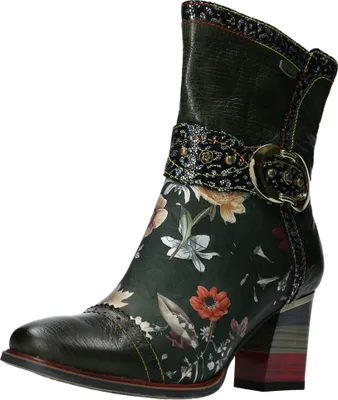 Produktbild von Laura Vita Damen Stiefelette Boot Cowboy Western Style Blumen modisch Geceko 20, Größe:39 EU, Farbe:Schwarz