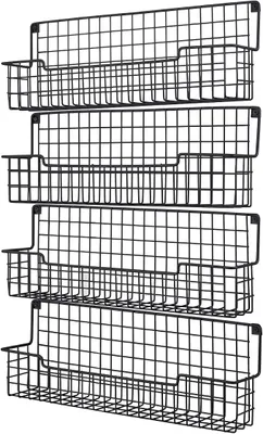 Produktbild von PolkaHome® 4er Set Gewürzregal Wandhalterung, Hängendes Gewürzregal für Schrank und Vorratstür, Platzsparende Gewürzaufbewahrung