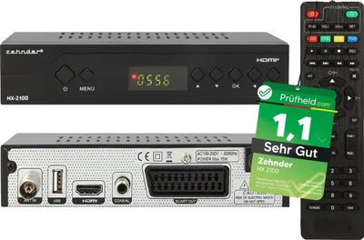 Produktbild von Zehnder HX 2100 Full HD Kabel Receiver mit PVR Aufnahmefunktion, DVB-C Receiver für Kabelfernsehen Kabelanschluss, DVBC Kabelreceiver für TV Radio Fernsehen, SCART USB
