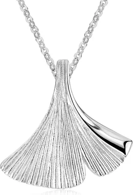 Produktbild von MATERIA by Matthias Wagner Damen Kettenanhänger Ginkgoblatt Silber 925 rhodiniert mit Kette KA-12-Silber