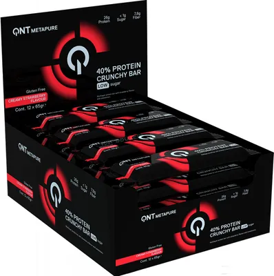 Produktbild von QNT Metapure 40% Protein Crunchy Bar (12x65g) Creamy Strawberry - Riegel - Protein-Riegel