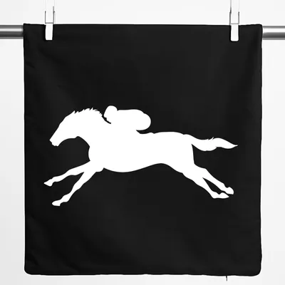 Produktbild von Huuraa Kissenbezug Pferderennen Silhouette 40x40cm Black Baumwolle Dekokissenbezug Geschenkidee