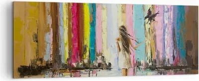 Produktbild von Bild auf Leinwand - Leinwandbild - Mädchen Vogel - 140x50cm - Wand Bild - Wanddeko - Wandbilder - Leinwanddruck - Bilder - Kunstdruck - Wanddekoration - Leinwand bilder - Wandkunst - AB140x50-3441
