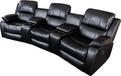 Produktbild von 3er Kinosessel HOLLYWOOD schwarz mit Cupholder