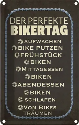 Produktbild von vianmo Blechschild 18x12 cm der perfekte Bikertag BIíke Sport Hobby Spruch Zitat