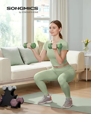 Produktbild von SONGMICS Kurzhantel Set, Hexagon, mit Hantelständer, 2 x 1 kg, 2 x 3 kg, 2 x 5 kg, mattes Finish, Neopren-Beschichtung, Krafttraining, zu Hause