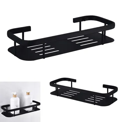 Produktbild von Duschablage Set 2er,Wandregal ohne Bohren, 304 Edelstahl Duschkorb, Schwarz Duschkörbe, Abtropf-Design, Bad Organizer Duschregal