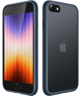 Image de Coque de protection pour iPhone SE 3/2 (2022/2020), 8/7 de 4,7 pouces, finition mate translucide, couleur bleu tempête