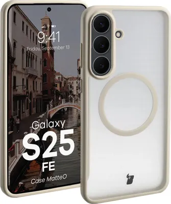 Produktbild von Handyhülle mit Magnetring für Galaxy S25 FE, Bizon Case MatteO, Getönt-Beige