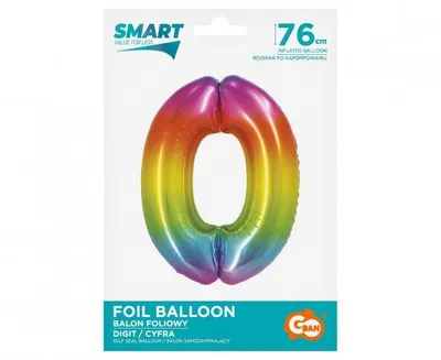 Zdjęcie produktu dla Balon foliowy Smart Cyfra0 tęcza76cm CH-STC0 45380