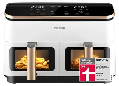 Produktbild von Cosori Airfryer, Mit Sichtfenster, 8,5L Heißluftfritteuse 2 Kammern