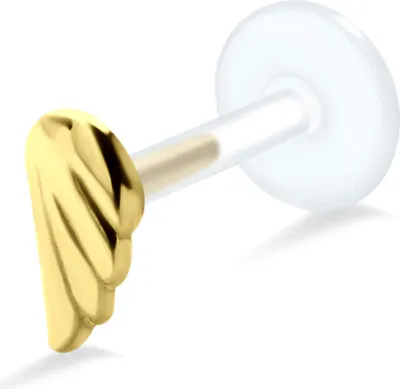 Produktbild von Ohrring Tragus Ohrpiercing 925 Sterling Silber mit Flügel Material - Silber gelbvergoldet Stablänge - 10 mm