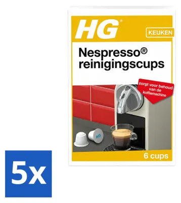Produktbild von 5 x HG Nespresso Reinigingscups – Entfernt gründlich Fett und Ablagerungen - Vorteilspackung - 5 Stücke