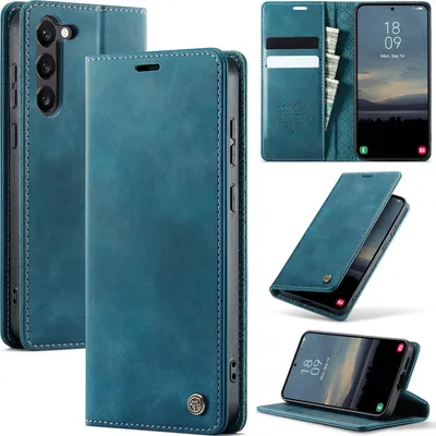 Produktbild von Handyhülle für Samsung Galaxy S23+ Hülle Leder mit RFID Schutzhülle Klapphülle Magnet Kartenfach Standfunktion Blau