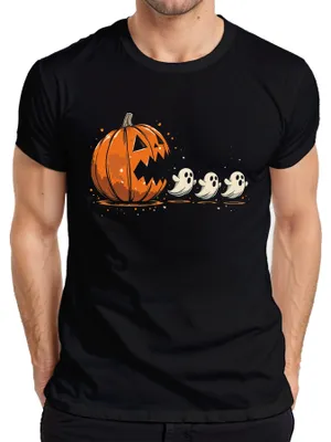 Obrázek produktu pro Pac-Man Horror Halloween Pumpkin Ghosts Cartoon Cute Scary Pánské tričko, černá, S