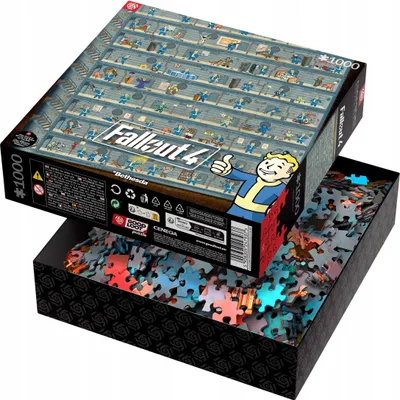 Zdjęcie produktu dla Puzzle z plakatem przedstawiającym atrybuty z gry Fallout 4, 1000 elementów – puzzle 1000 elementów