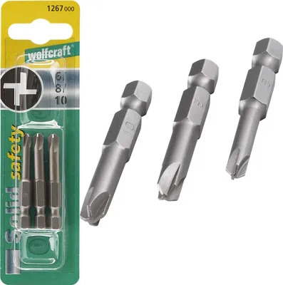 Zdjęcie produktu dla wolfcraft GmbH 4006885126701, 3 szt., Bezpieczeństwo Torx, T10, T6, T8, 50 mm, 25,4 / 4 mm (1 / 4"), Sześciokątny