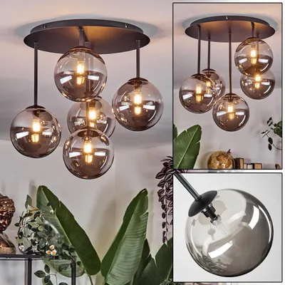 Produktbild von Isorella Deckenlampe aus Metall/Glas in Schwarz/Rauchfarben