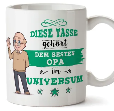 Keramikbecher 'Opa' 350 ml, spülmaschinenfest, mikrowellengeeignet