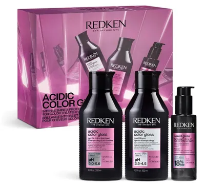 Immagine prodotto di Set festivo Redken Acidic Color Gloss: Shampoo 300 ml + Balsamo 300 ml + Olio 100 ml