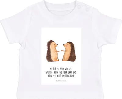 Produktbild von Mr. & Mrs. Panda Babyshirt Igel Liebe 12. - 18. Monat - Weiß - Geschenk, , Verlobt, Kinder Shirt, Freundin, Organic Baby T-Shirt, Hochzeitstag