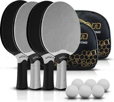 Image de Senston Set de raquettes de ping-pong avec 4 raquettes et 6 balles, sacs de rangement