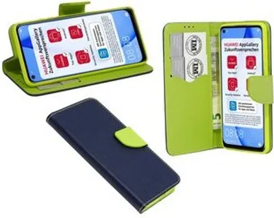 Image de Livre Housse "Fancy" compatible avec HUAWEI P40 LITE Housse de téléphone portable Etui Portefeuille Housse de protection avec fonction support, porte-carte Bleu-Vert