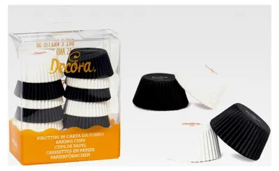 Produktbild von Papierbackförmchen, Mini, weiß und schwarz, 200 Stück, 32 x 22 mm