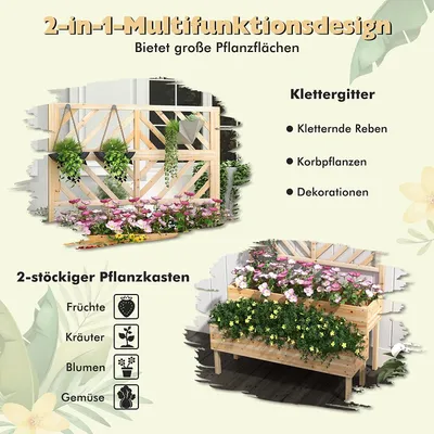 Tcomhk Hochbeet Mit Rankgitter – Schwarz, Platzsparend, Für Kletterpflanzen & Gemüse Auf Balkon & Terrasse
