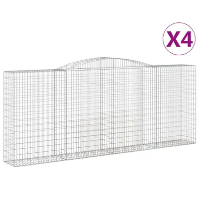 Produktbild von Gabionen mit Hochbogen 4 Stk. 400x50x160/180cm Verzinktes Eisen