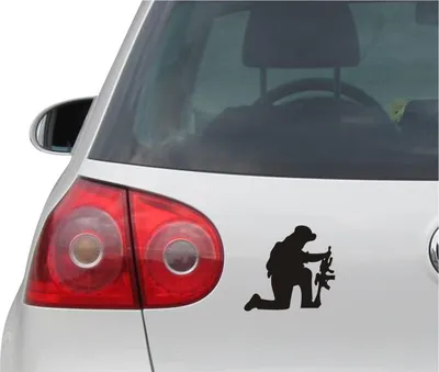 Produktbild von Aufkleber / Autoaufkleber - JDM - Die cut - US MILITARY KNEELING SOLDIER Decal Fenster Sticker - schwarz - 93mmx88mm