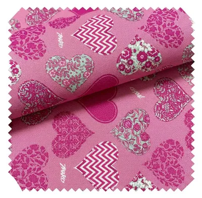 Produktbild von novely® OXFORD 210D - D162 Herzen Rosa Pink - Bedruckter Polsterstoff - Outdoor Dekostoff - Wasserabweisende Reißfeste Meterware 1lfm