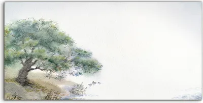 Produktbild von Coloray Acrylbild 120x60  Wandbild Acrylbilder Aquarell Baum auf weißem Natur