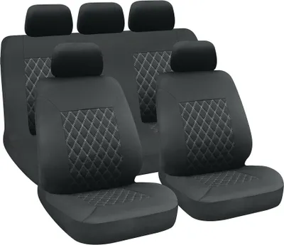 Obrázok produktu pre Sada poťahov na autosedačky Lampa Hive čierna/sivá s 5 poťahmi na opierky hlavy