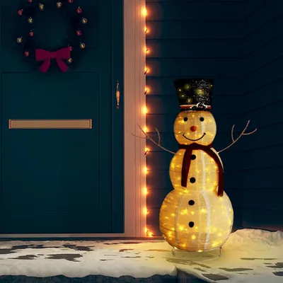 Zdjęcie produktu dla vidaXL Figurka świątecznego bałwana LED z luksusowego materiału 120 cm