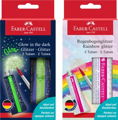 Image de FABER-CASTELL - Effet pailleté arc-en-ciel et effet phosphorescent, 4 x 12 ml