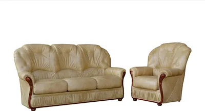 Zdjęcie produktu dla Skórzana sofa 3-osobowa i fotel - Skóra bawola - Beżowy - DAPHNE