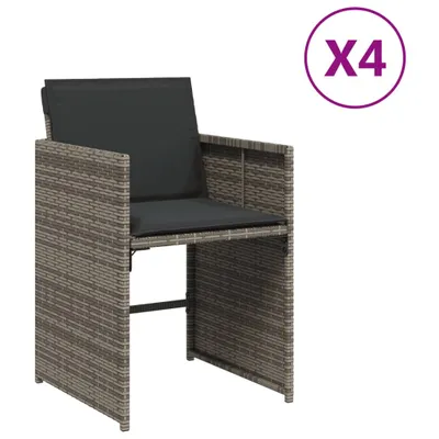 Obrázok produktu pre vidaXL Záhradné stoličky s vankúšmi 4 ks. Sivý polyratan