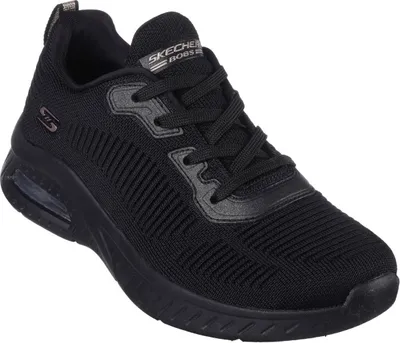 A black Skechers sneaker shown from a side angle on a white background.