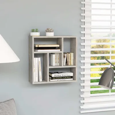 Obrázok produktu pre Maison Exclusive – Nástenná polica, farba: sivá betón, rozmer: 45 x 16 x 45 cm, materiál: drevovláknité dosky