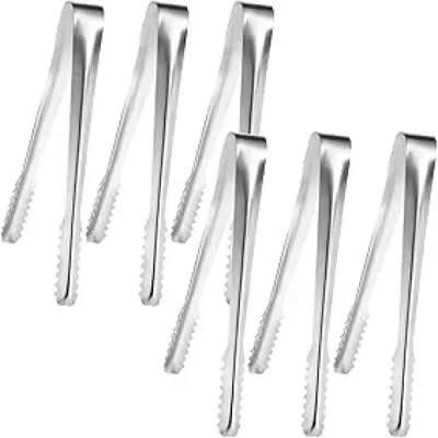 Obrázek produktu pro Mini servírovací kleště, sada 6 kusů, z nerezové oceli, 15 cm, stříbrné barvy – ideální pro bufety, oslavy a catering