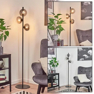 Produktbild von Garaguso moderne Stehlampe aus Metall/Glas in Schwarz/Rauchglas/Klar