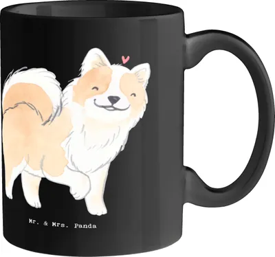 Produktbild von Mr. & Mrs. Panda Becher Treuer Islandhund - Schwarz - Geschenk, Kaffeebecher, Kaffeetasse, Hunderassen Vielfalt, schöne tasse, verspielte Hunde, Familienhunde, Charakter