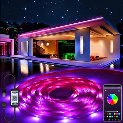Produktbild von LED Strip 3m, 180 LED Streifen 5m Selbstklebend Bluetooth App RGB LED Band,Wasserdichte Beleuchtung für Zimmer Gaming Party TV Schlafzimmer Wohnzimmer
