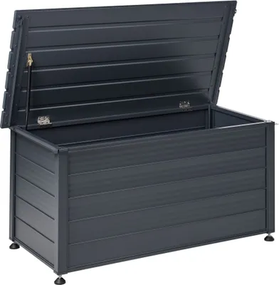 Obrázek produktu pro BELIANI Zahradní úložný box s víkem tmavě šedý hliník 123 x 60 cm 330 L venkovní úložný nábytek