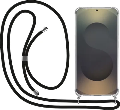 Immagine prodotto di Smartphonica Custodia per telefono adatta a Samsung Galaxy S25 Ultra con cordino e paraurti - Cover posteriore in TPU antiurto con cordino - Trasparente