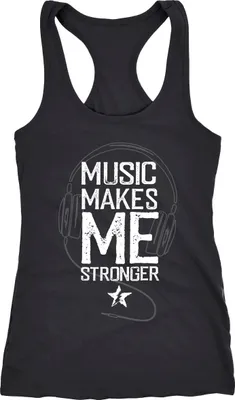 Produktbild von Damen Tank-Top Music makes me Stronger Spruch Statement Racerback Neverless® schwarz L